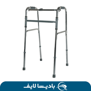 واکر تاشو آلومینیومی با طراحی سبک و قابلیت تنظیم ارتفاع برای کمک به افراد با مشکلات حرکتی