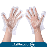 دستکش نایلونی یکبار مصرف بسته 100 عددی برای استفاده بهداشتی و راحت