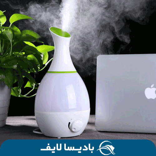 دستگاه بخور سرد کوزه‌ای برای مرطوب کردن هوای اتاق با ظرفیت 2.4 لیتر و چراغ LED رنگی برای زیبایی بیشتر